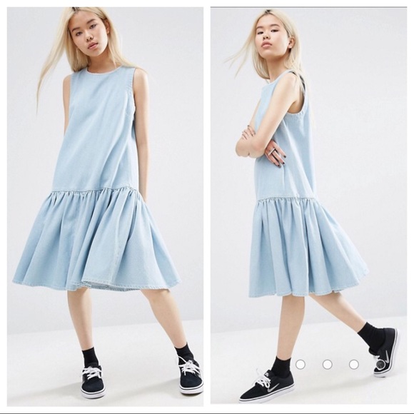asos white denim dress